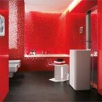 Red Cold Full Of Energy Bathroom From Italian