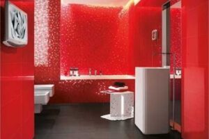 Red Cold Full Of Energy Bathroom From Italian