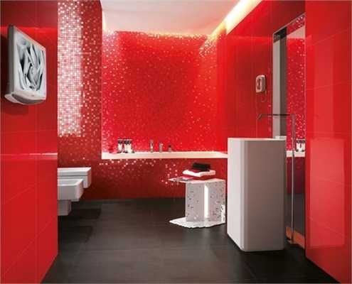 red cold full of energy bathroom from italian